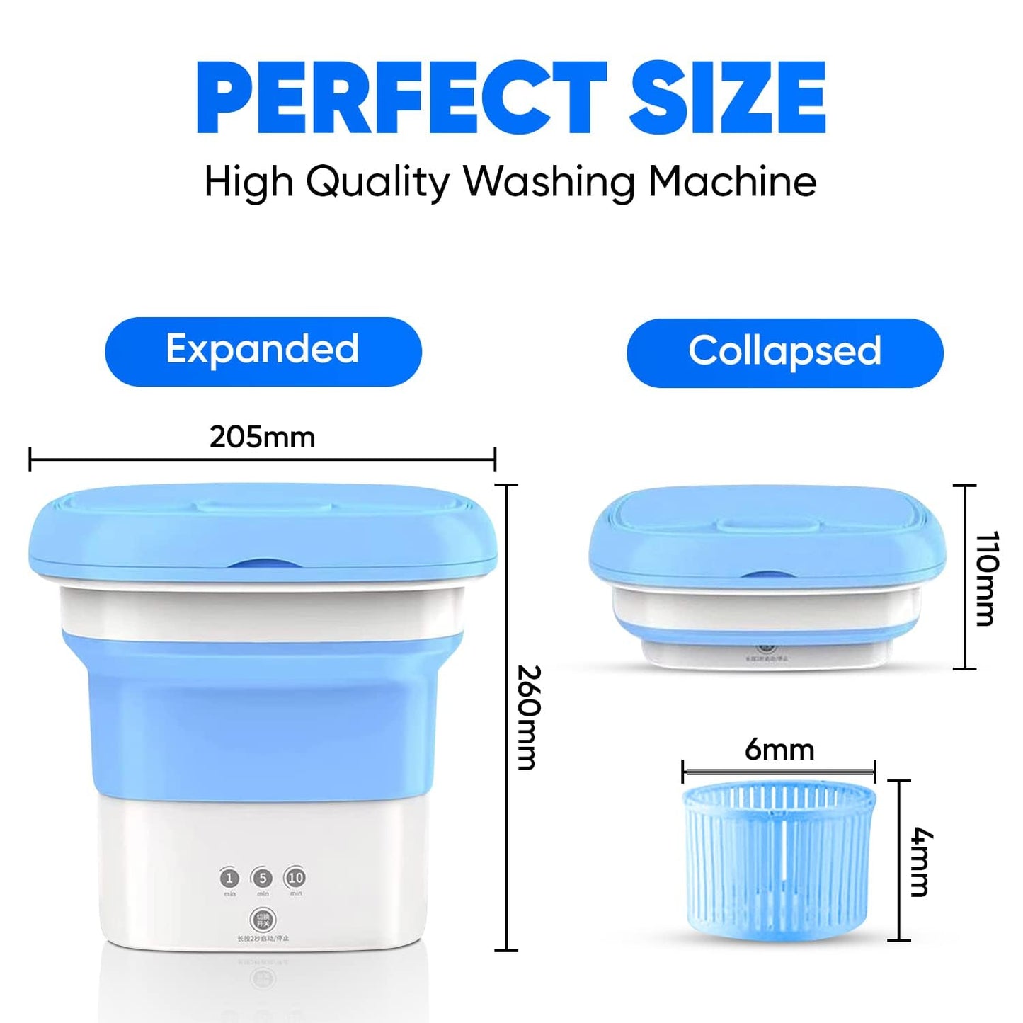 Portable Mini Foldable Washer and Spin Dryer Small Foldable Bucket
