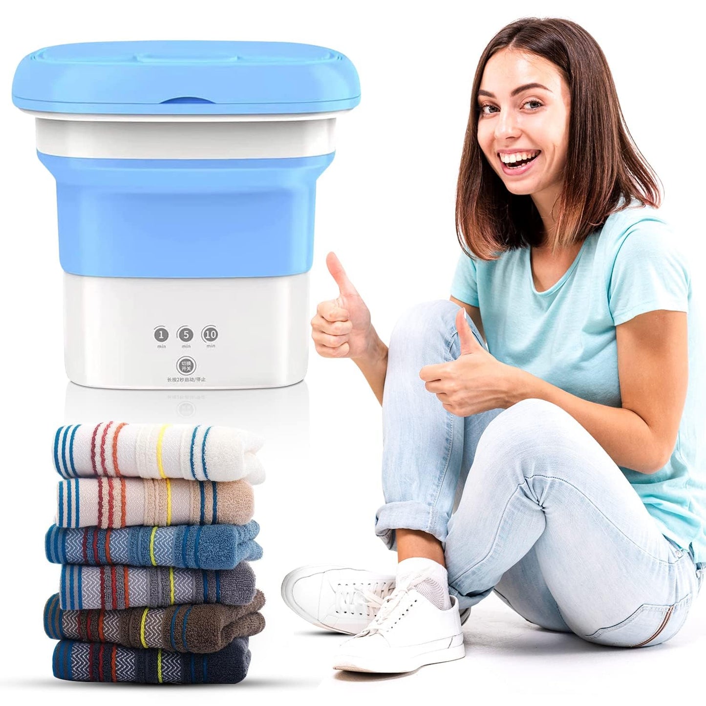 Portable Mini Foldable Washer and Spin Dryer Small Foldable Bucket